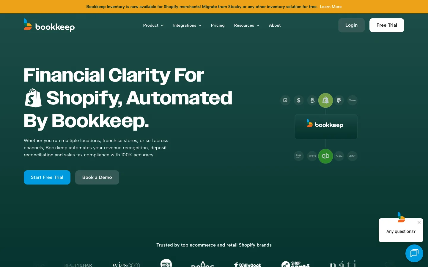 Bookkeep homepage showing automated ecommerce accounting sync platform