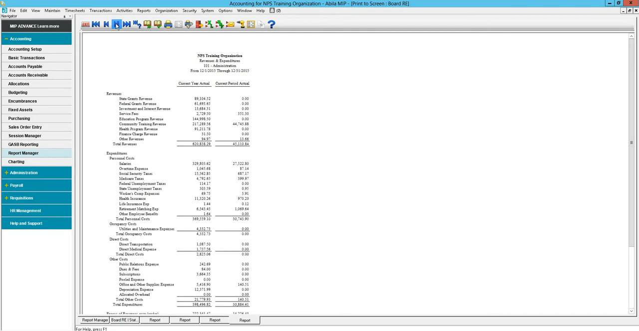 MIP Fund Accounting account distribution coding grid with fund and account segments