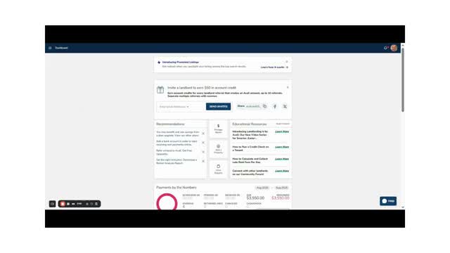 Avail landlord dashboard showing a rental listing overview with property details and listing status