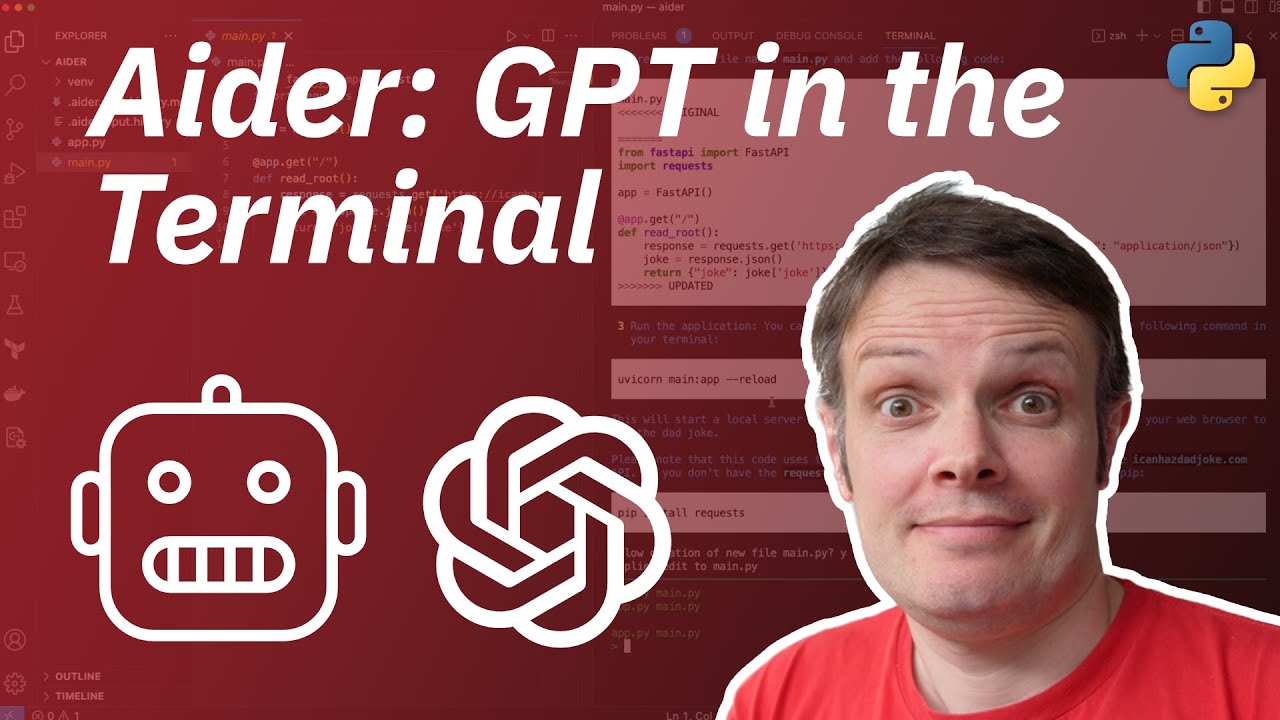 Aider terminal session showing the AI coding agent requesting a change, making edits, and auto-committing to Git