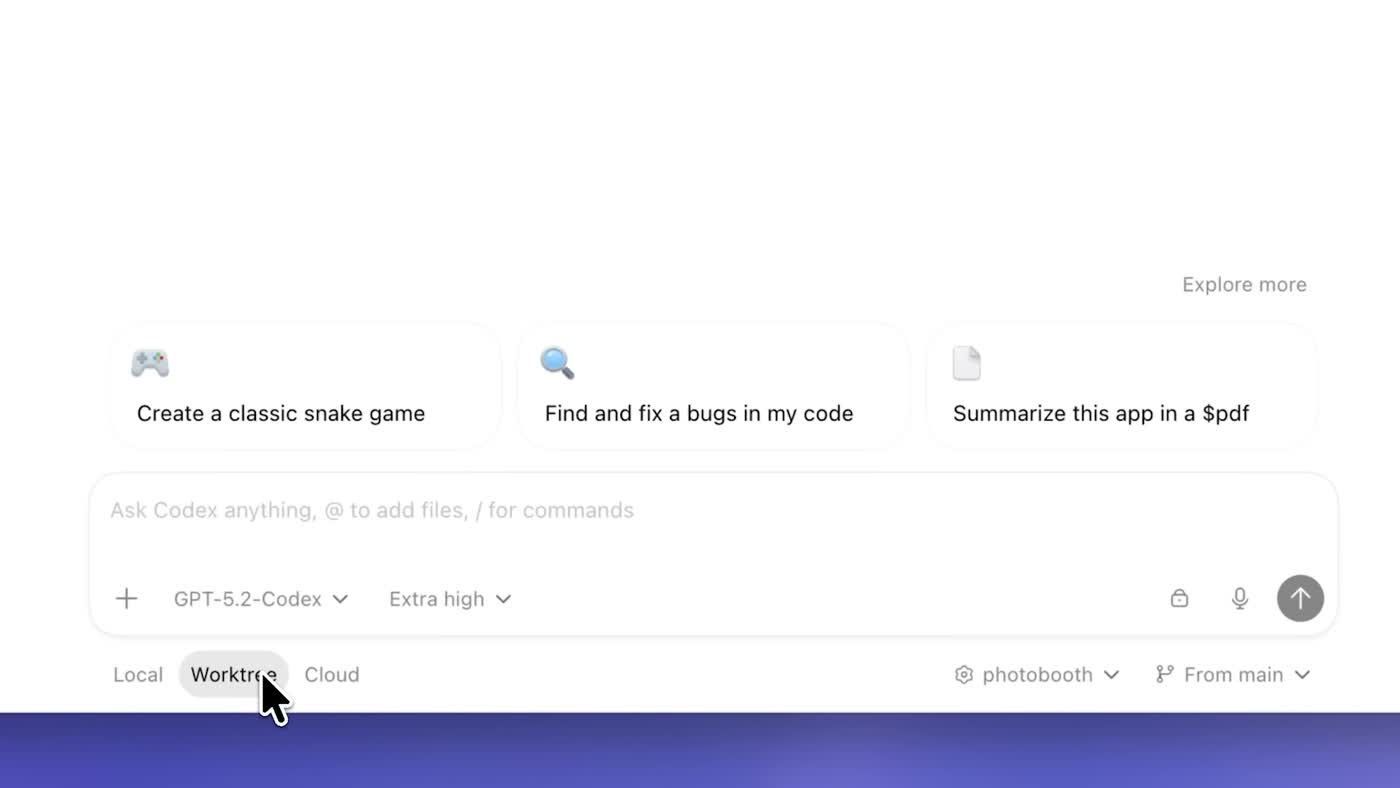 OpenAI Codex agent final output showing the completed pull request ready for review