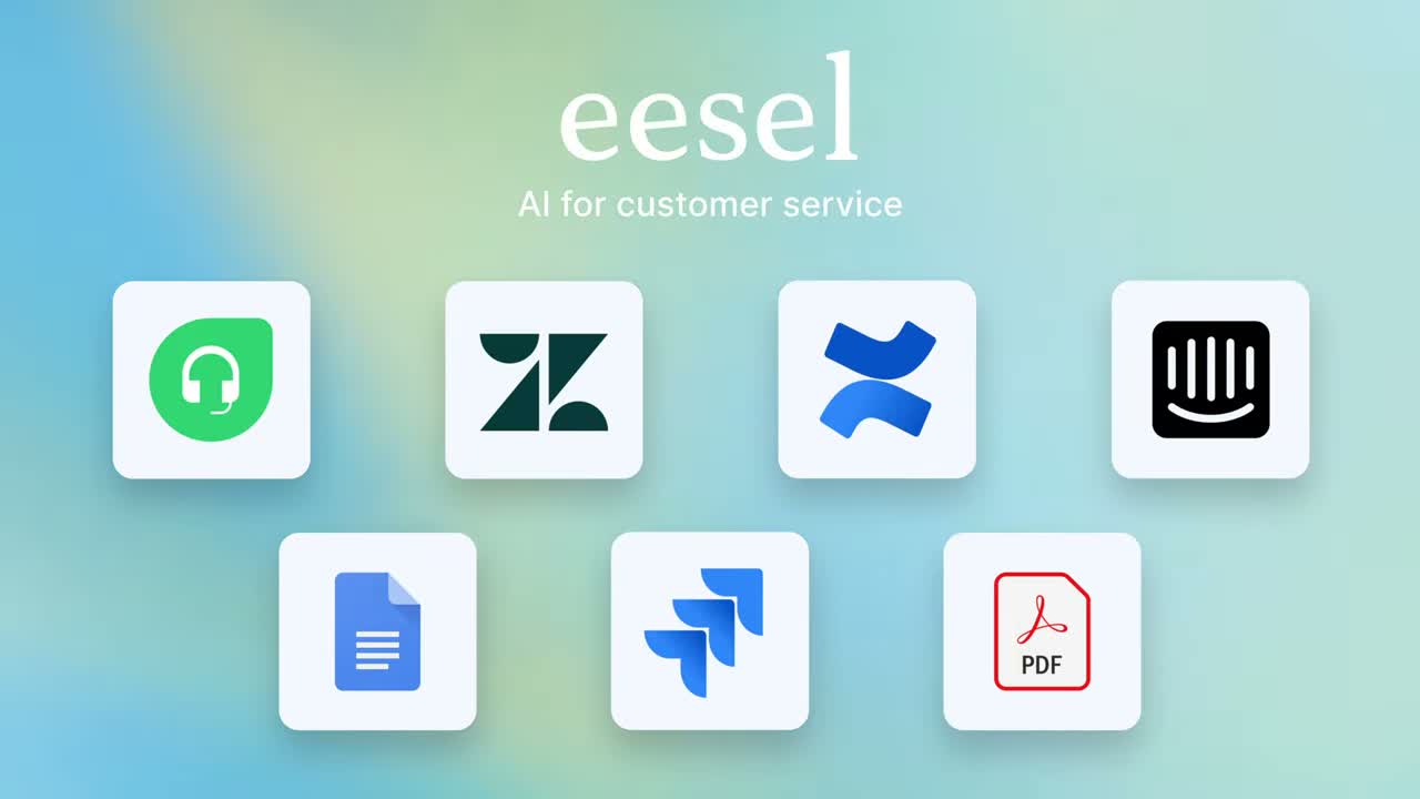 eesel AI helpdesk integration view showing the Zendesk and Intercom connection setup and active AI ticket handling