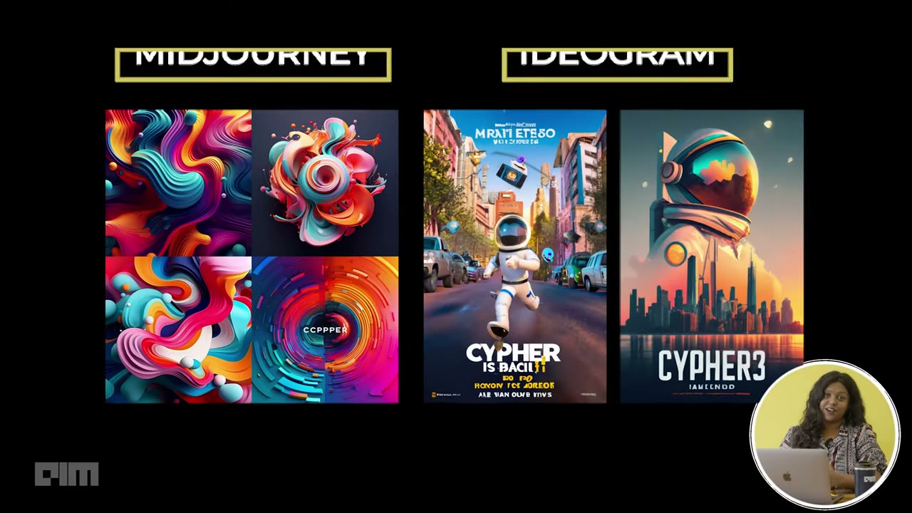 Ideogram prompt-to-image workflow showing the generation canvas with prompt controls and output quality options