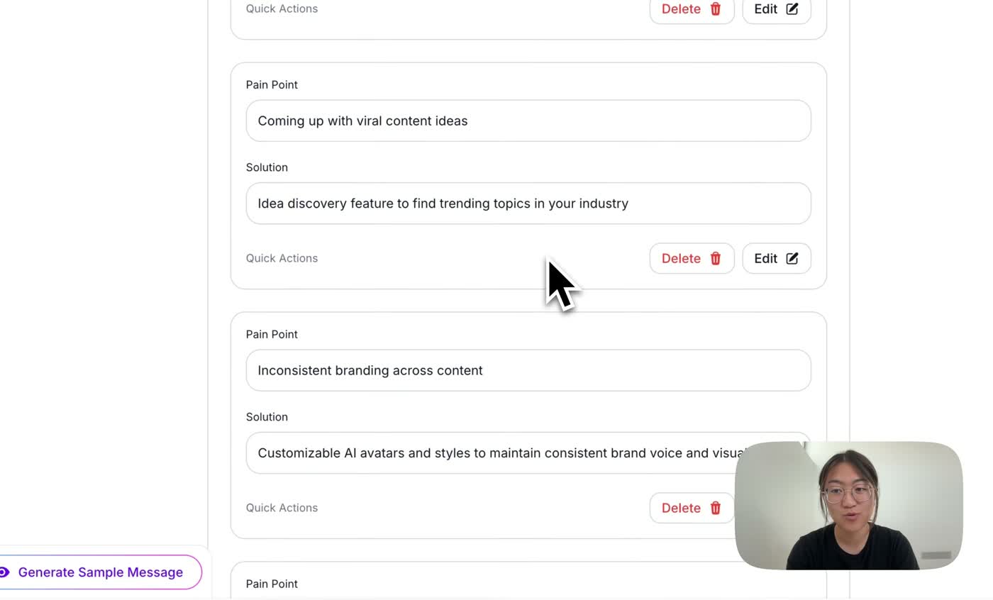 Artisan Ava conducting prospect research showing enriched contact profile with company data and personalization signals