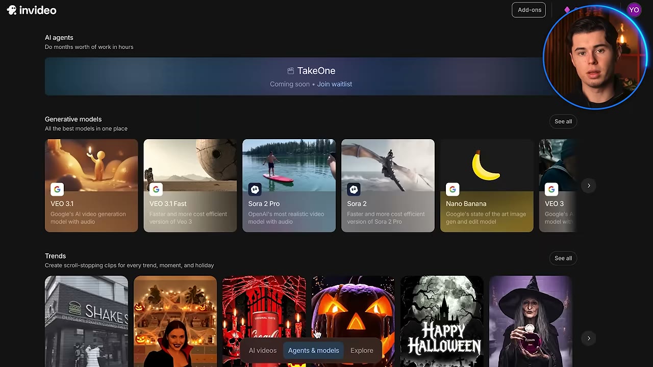 InVideo AI video generation prompt interface showing text brief input and AI-driven scene planning workflow
