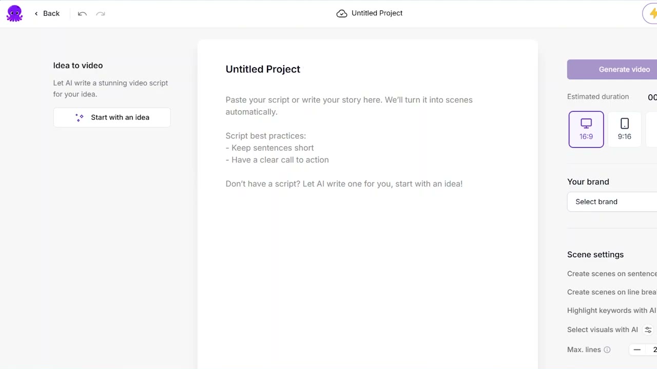 Pictory blog-to-video pipeline showing URL input, automatic content extraction, and stock footage scene matching