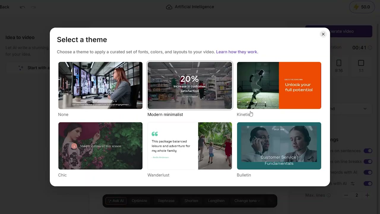 Pictory article repurposing workflow showing text-to-scene mapping and AI voiceover selection for content conversion