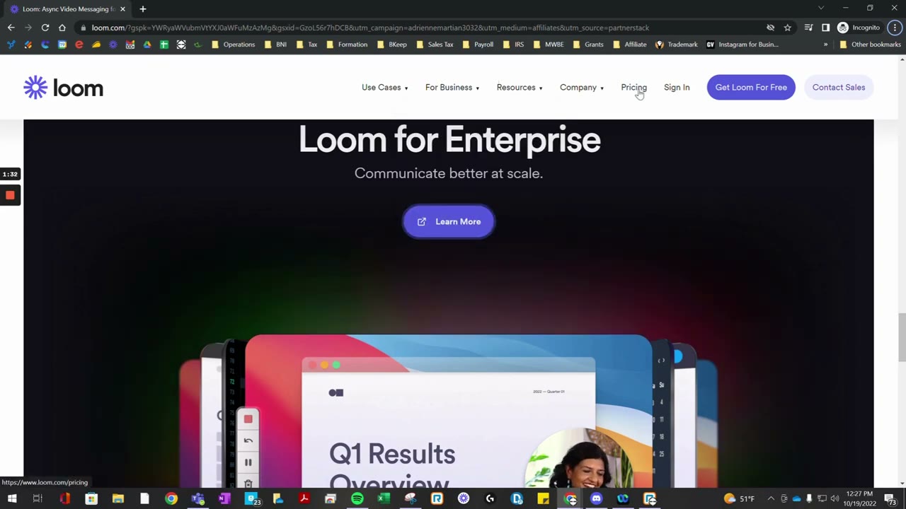 Loom video player with AI-generated chapter markers, transcript panel, and threaded comment sidebar