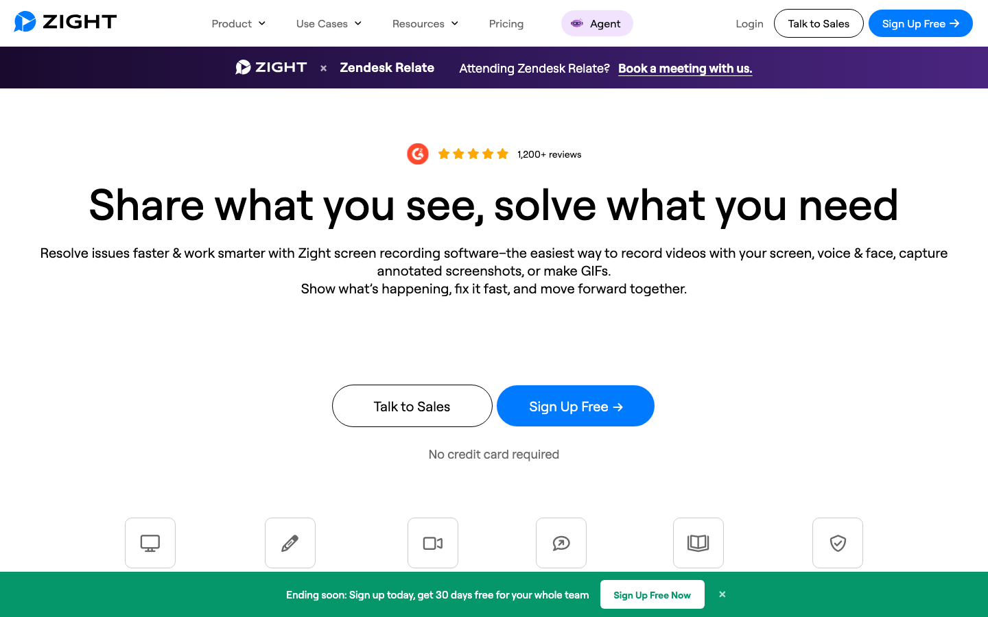 Zight homepage showing screen recording, screenshot annotation, and GIF creation tools