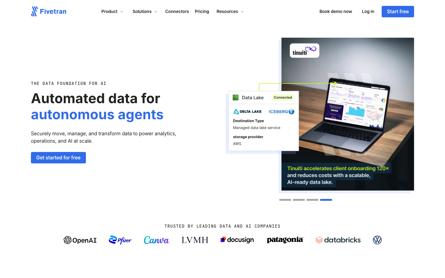 Census data activation platform homepage showing warehouse-to-CRM sync and reverse ETL capabilities
