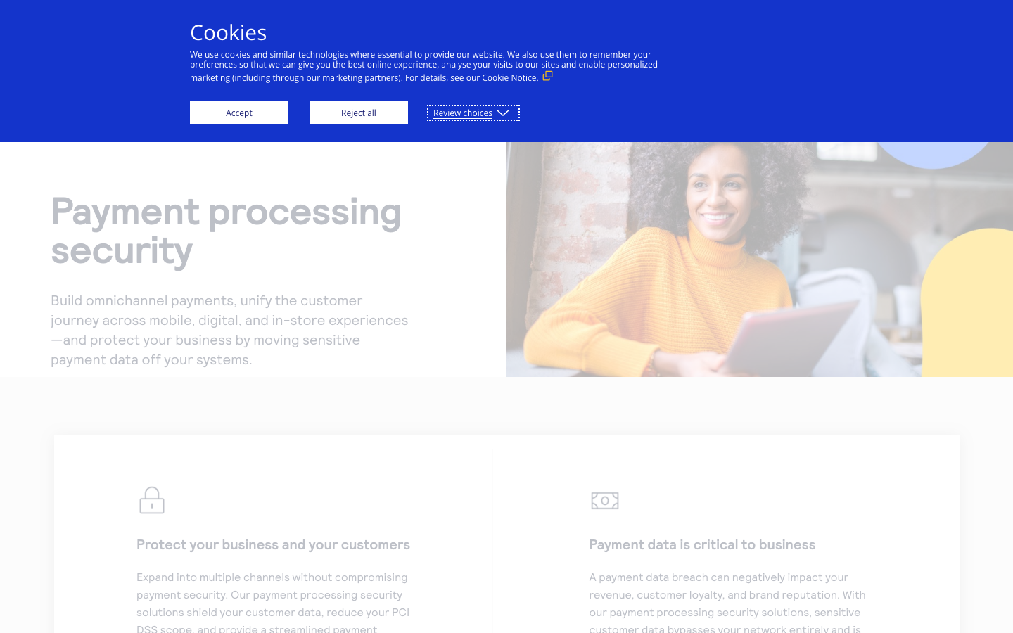 CyberSource payment security platform showing tokenization, encryption, and fraud management in an integrated stack