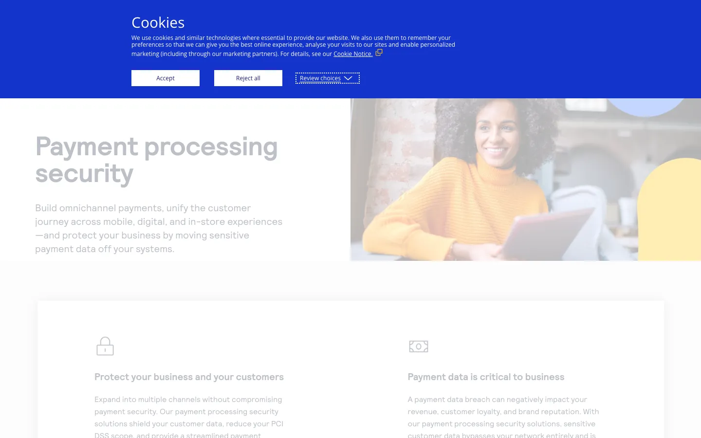 CyberSource payment security platform showing tokenization, encryption, and fraud management in an integrated stack