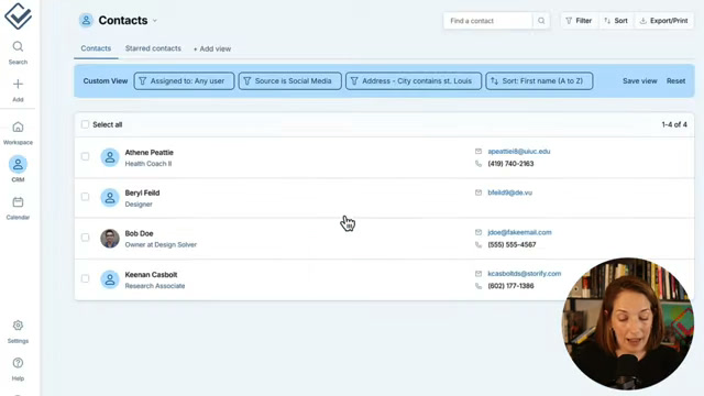 Less Annoying CRM contacts list with company and contact search results