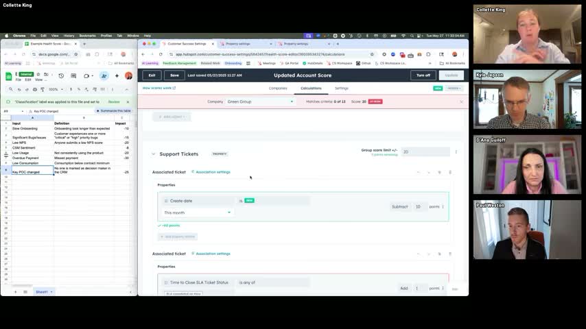 HubSpot Service Hub renewal pipeline view showing upcoming renewals with health indicators and CSM assignment visible in the deal board