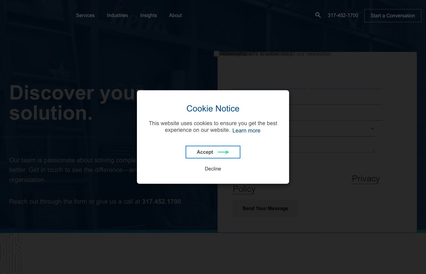 Resultant connect page with the consultation request form