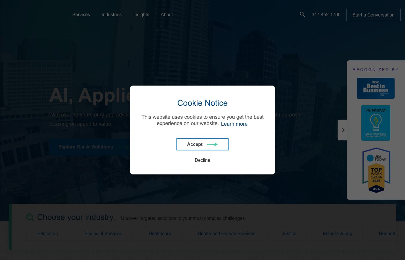 Resultant homepage showing data technology and AI consulting for government and regulated industries
