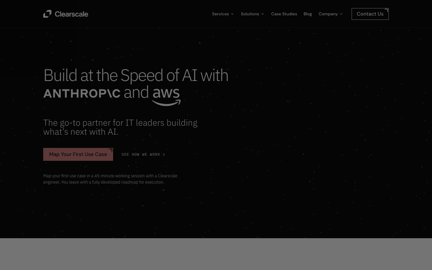 ClearScale homepage showing AWS Premier Tier cloud migration and management consulting positioning