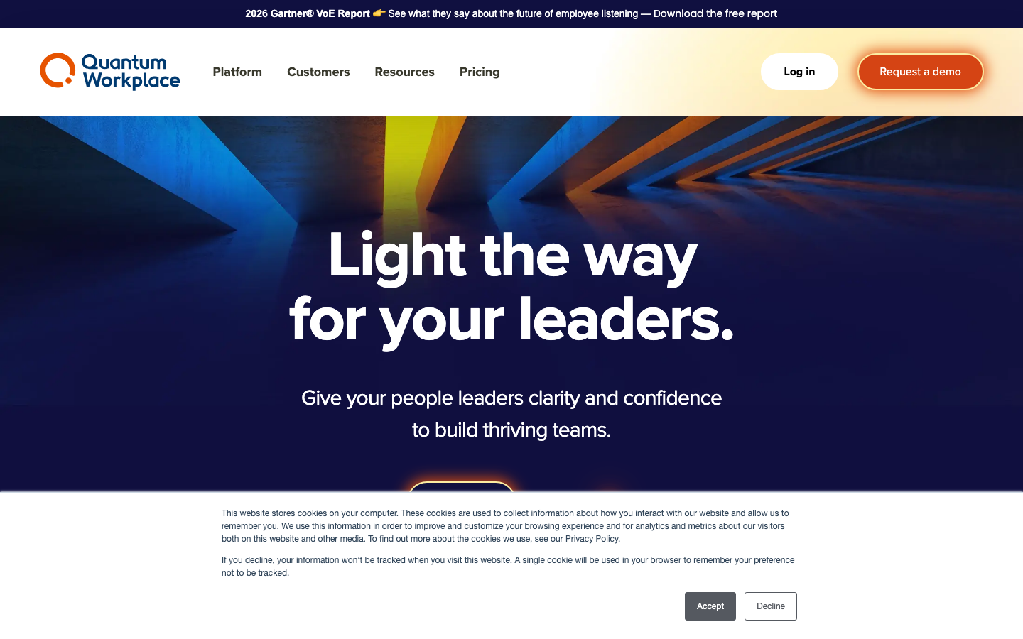 Quantum Workplace engagement and performance platform showing survey dashboard and analytics