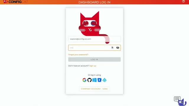 ConfigCat dashboard showing the feature flag list with Green UI Enabled and Social Sharing toggles