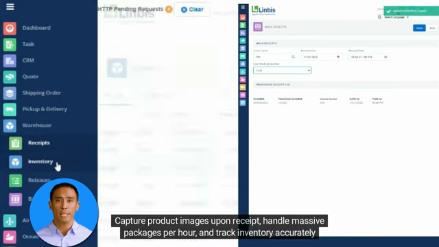 Linbis sidebar navigation showing dashboard, task, CRM, and quote modules