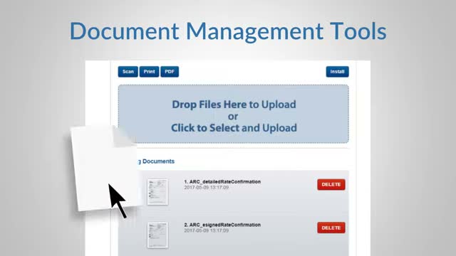 Descartes Aljex document management tool with drag and drop upload for rate confirmations