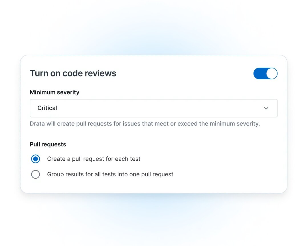 Drata code review automation settings for streamlining evidence collection from development pipelines