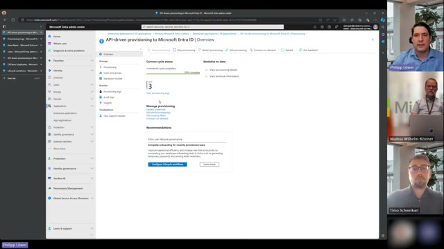 Microsoft Entra ID provisioning workflow screen showing a new-hire joiner rule