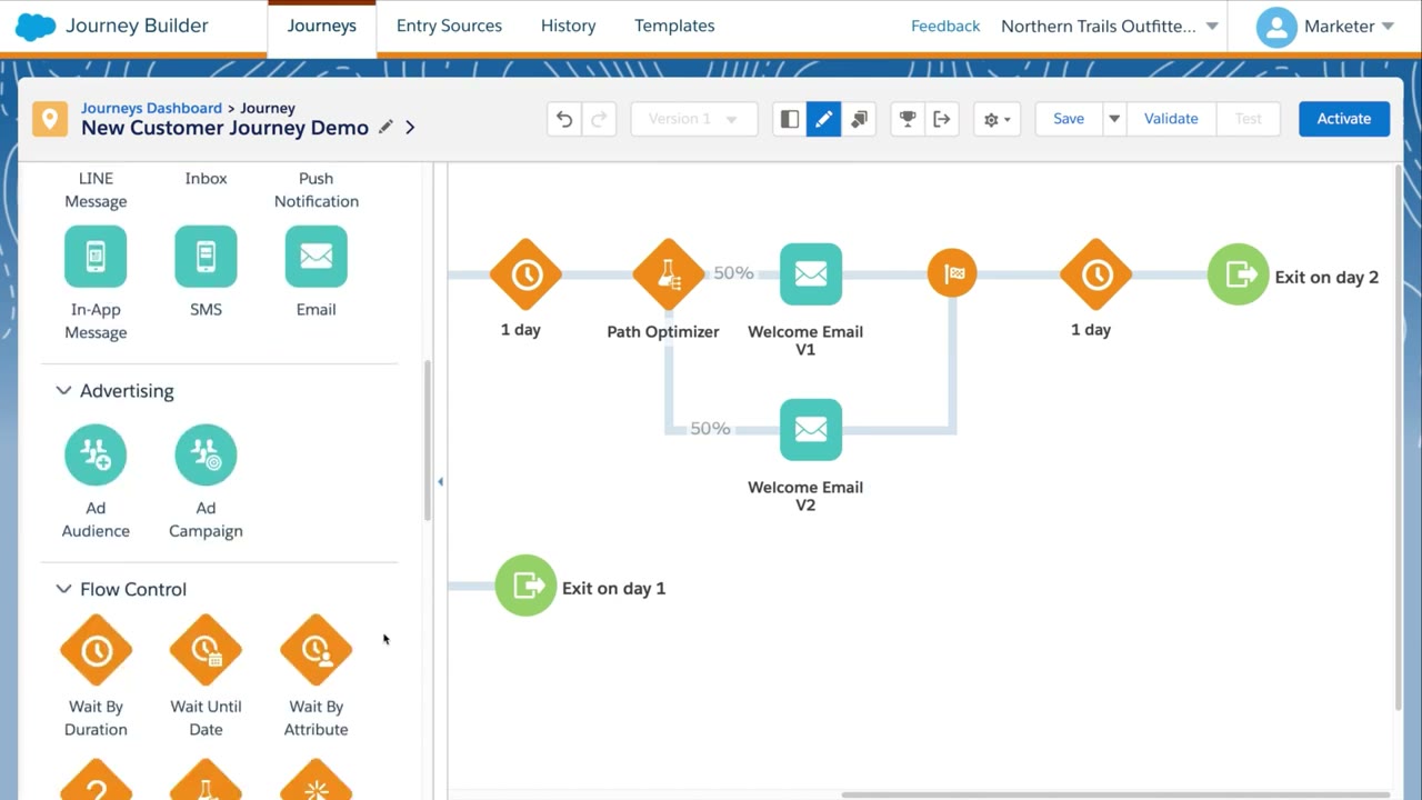 Salesforce Marketing Cloud Account Engagement reporting view showing prospect activity history, campaign performance, and ROI attribution data