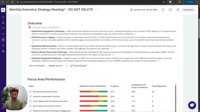 Cascade Strategy project deep-dive summary with AI-suggested project actions