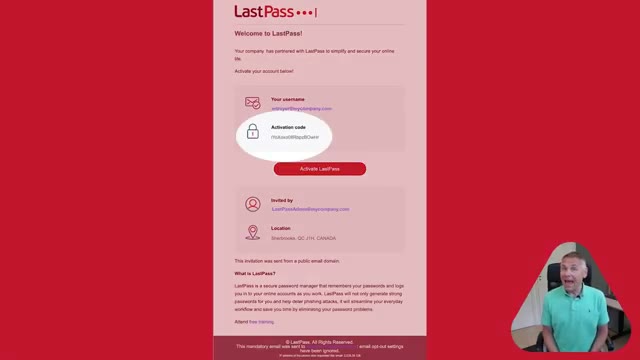 LastPass vault setup screen showing folder categories and saved sites