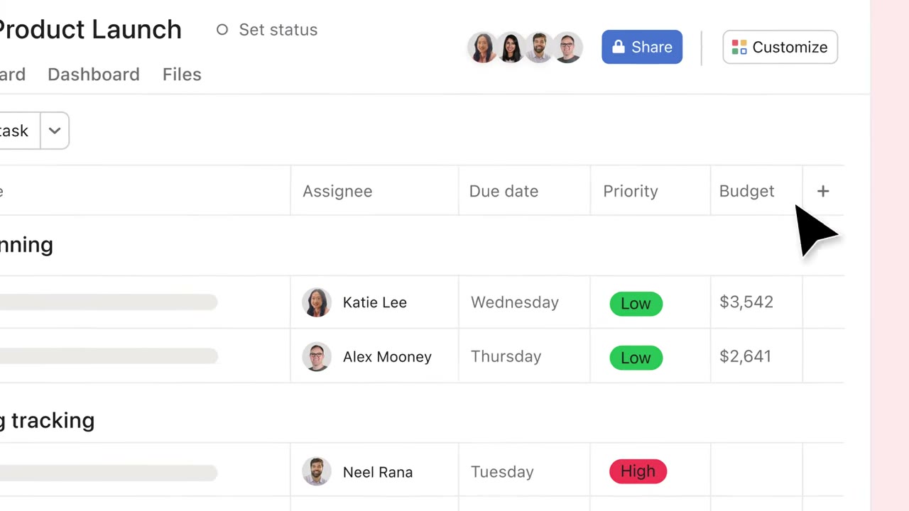 Asana project timeline view with task dependencies and workload management panel