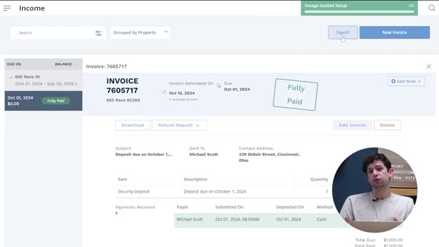 Innago free property management dashboard showing rent collection and lease signing