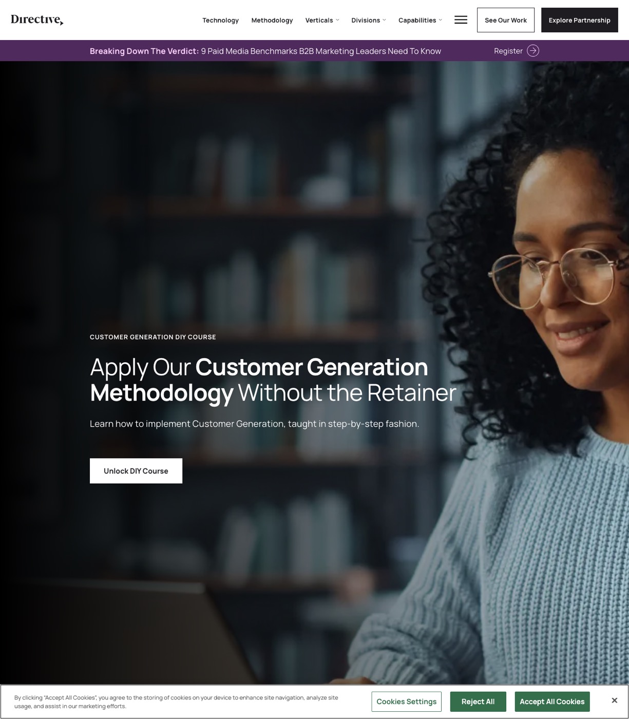 Directive Consulting pricing page outlining startup, growth and enterprise package tiers