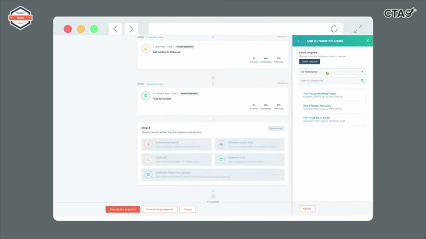 HubSpot Sales Hub deal pipeline board showing deals by stage with CRM-native sequence activity, task alerts and rep ownership all in one data model