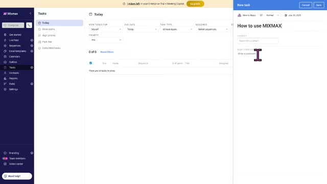 Mixmax AI copilot interface showing AI-generated email drafts, smart scheduling suggestions and reply detection automatically advancing the sequence