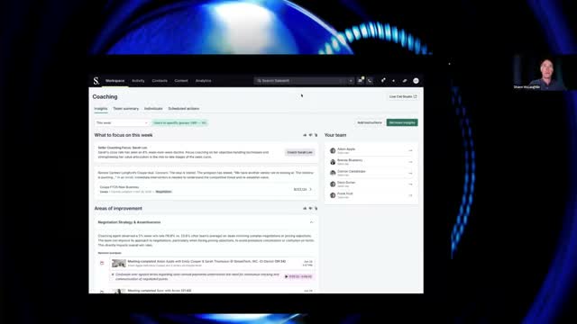 Salesloft predictive revenue dashboard showing pipeline health, deal progression signals and AI-generated forecast accuracy breakdown by team and rep