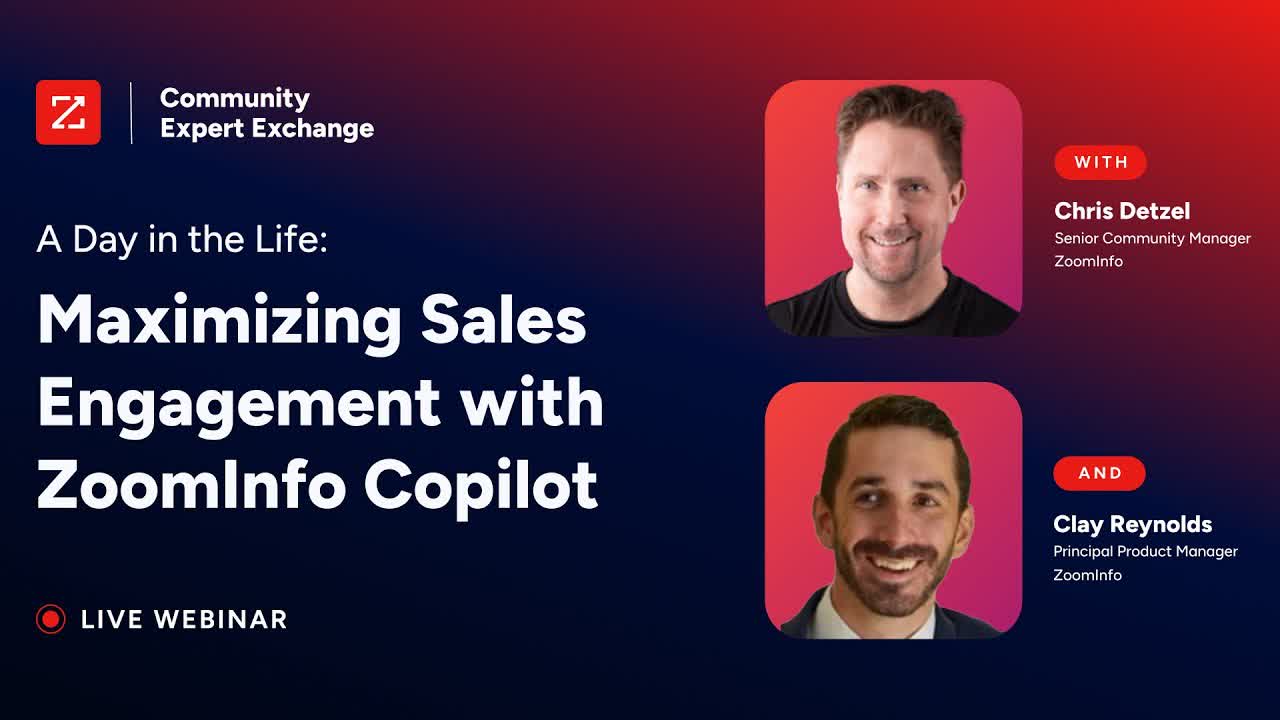 ZoomInfo Copilot interface showing AI-powered sales engagement with buyer intent signals and account prioritization