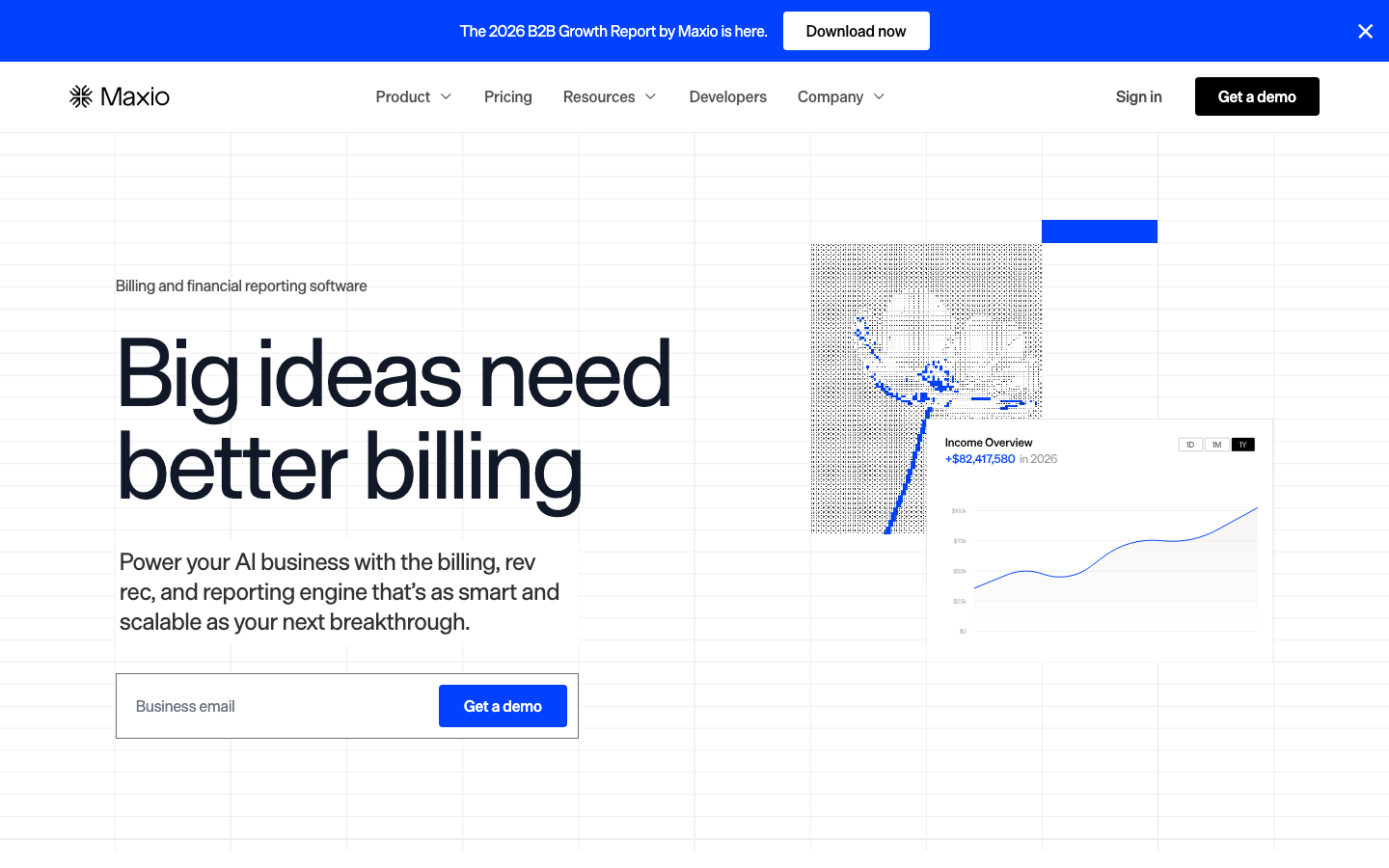 Maxio subscription billing and revenue analytics dashboard showing ARR waterfall and SaaS metrics