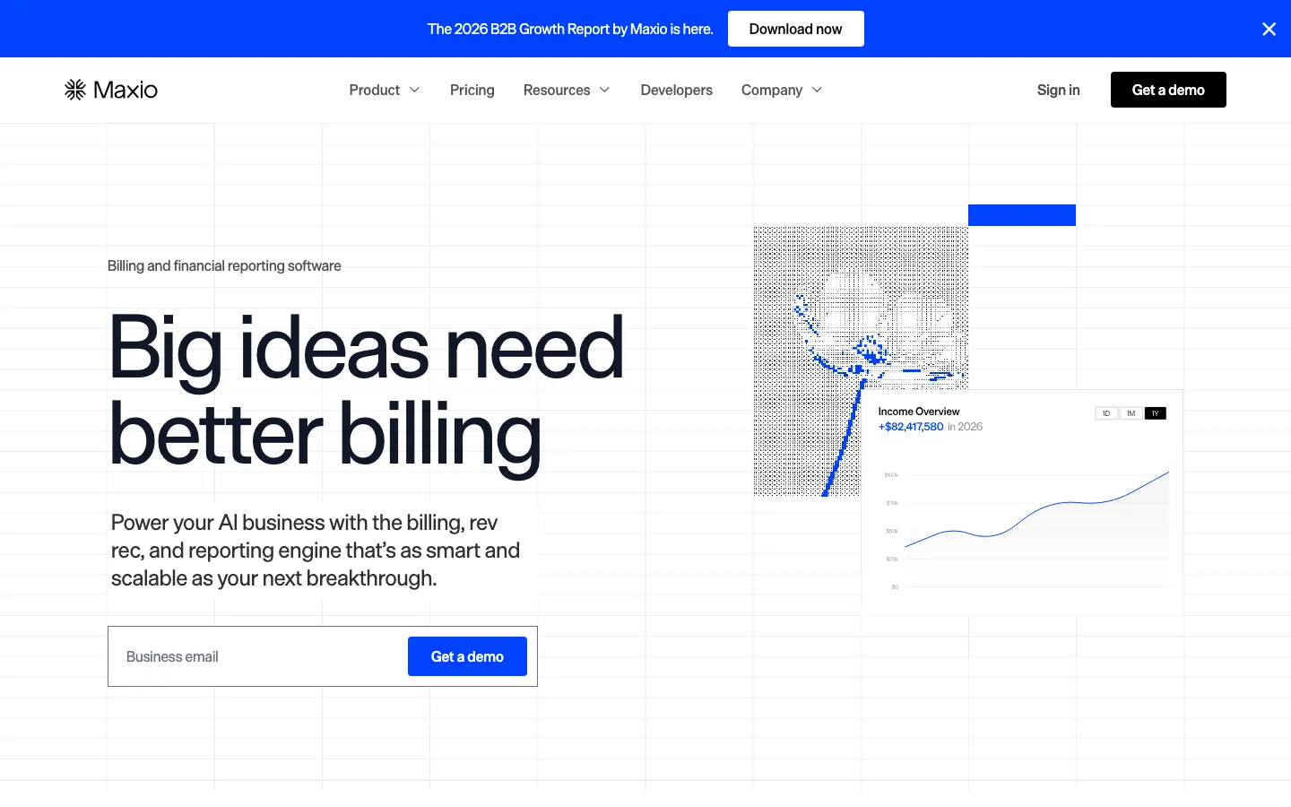 Maxio subscription billing and revenue analytics dashboard showing ARR waterfall and SaaS metrics