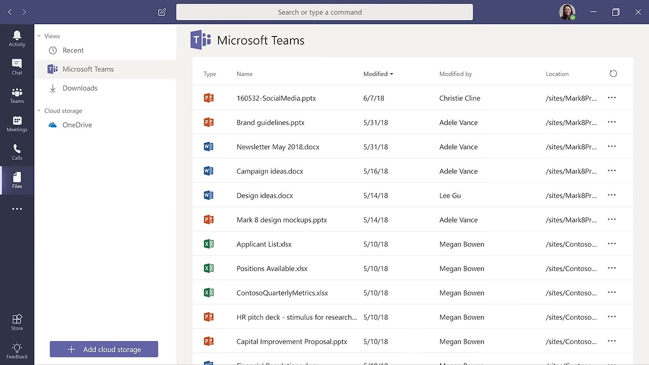 Microsoft Teams meetings calendar tab with upcoming calls and one-click join buttons