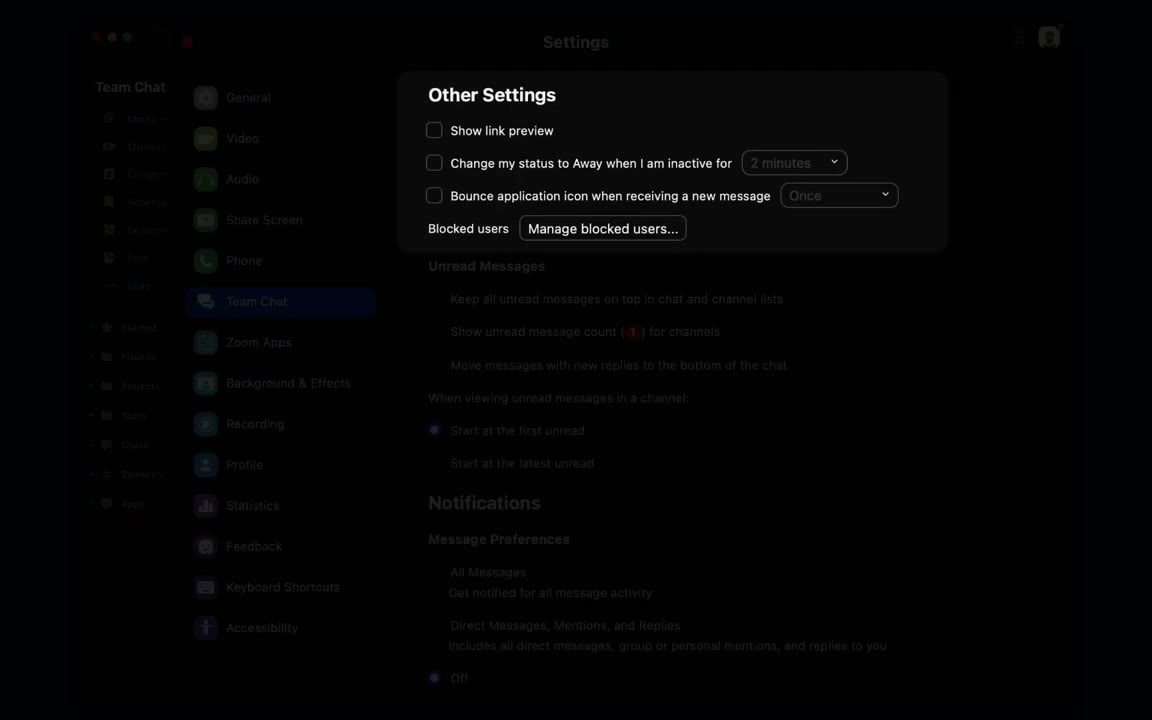 Zoom Team Chat channel conversation with file sharing, emoji reactions, and a jump-to-meeting button