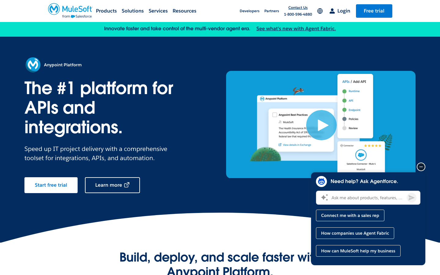 Microsoft Power Automate represented; MuleSoft Anypoint Platform homepage for enterprise API integration