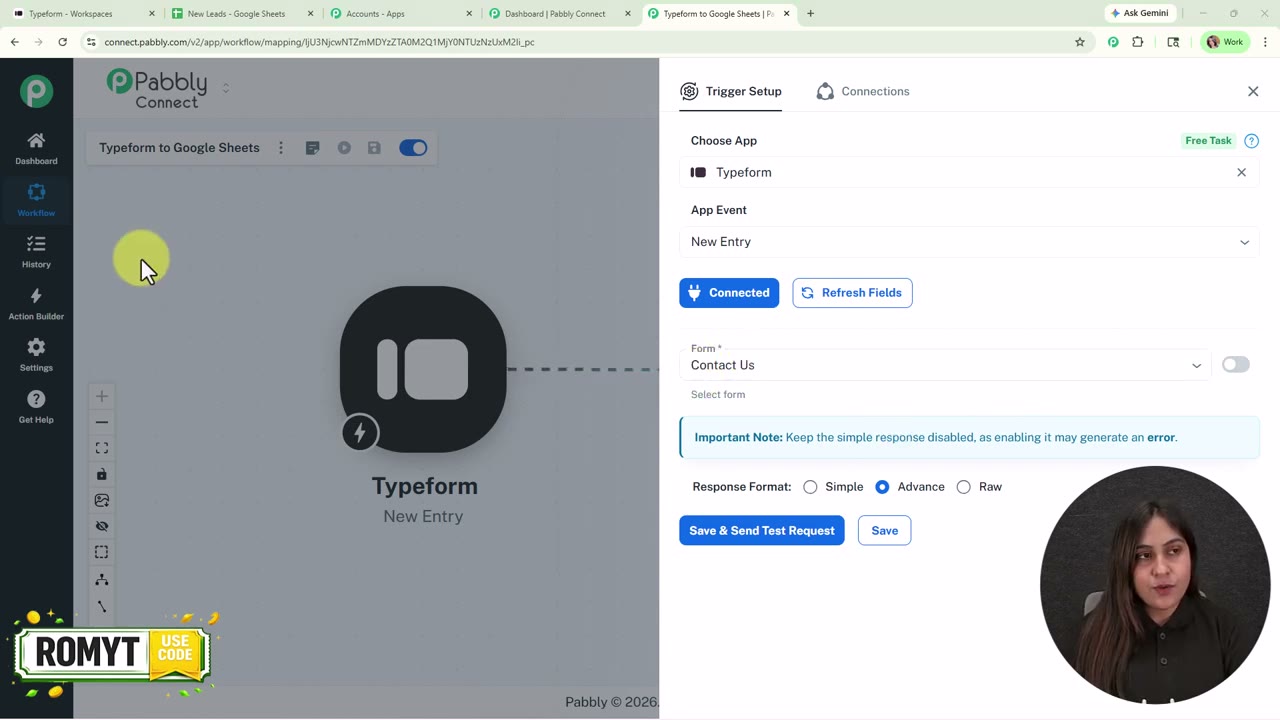 Pabbly Connect action step configuration with field mapping from trigger data to the destination app