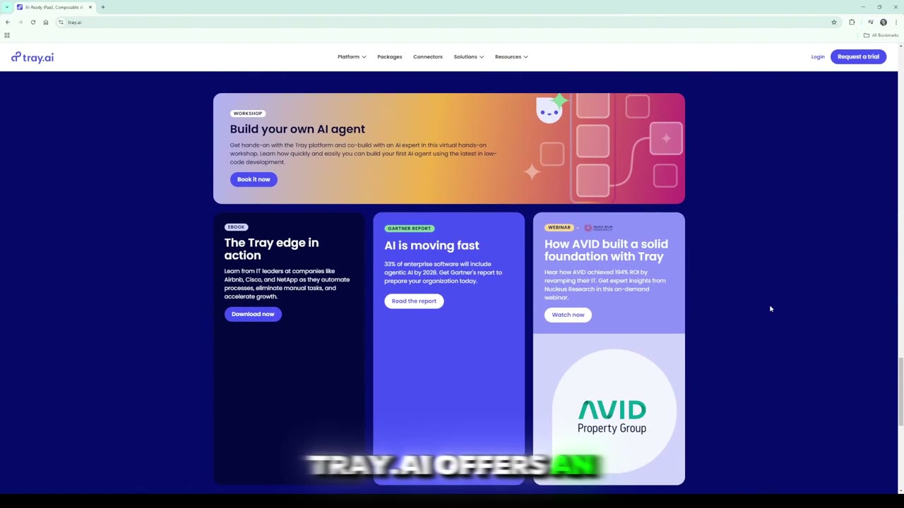 Tray.ai workflow canvas with connected connector nodes and branching logic for a RevOps automation