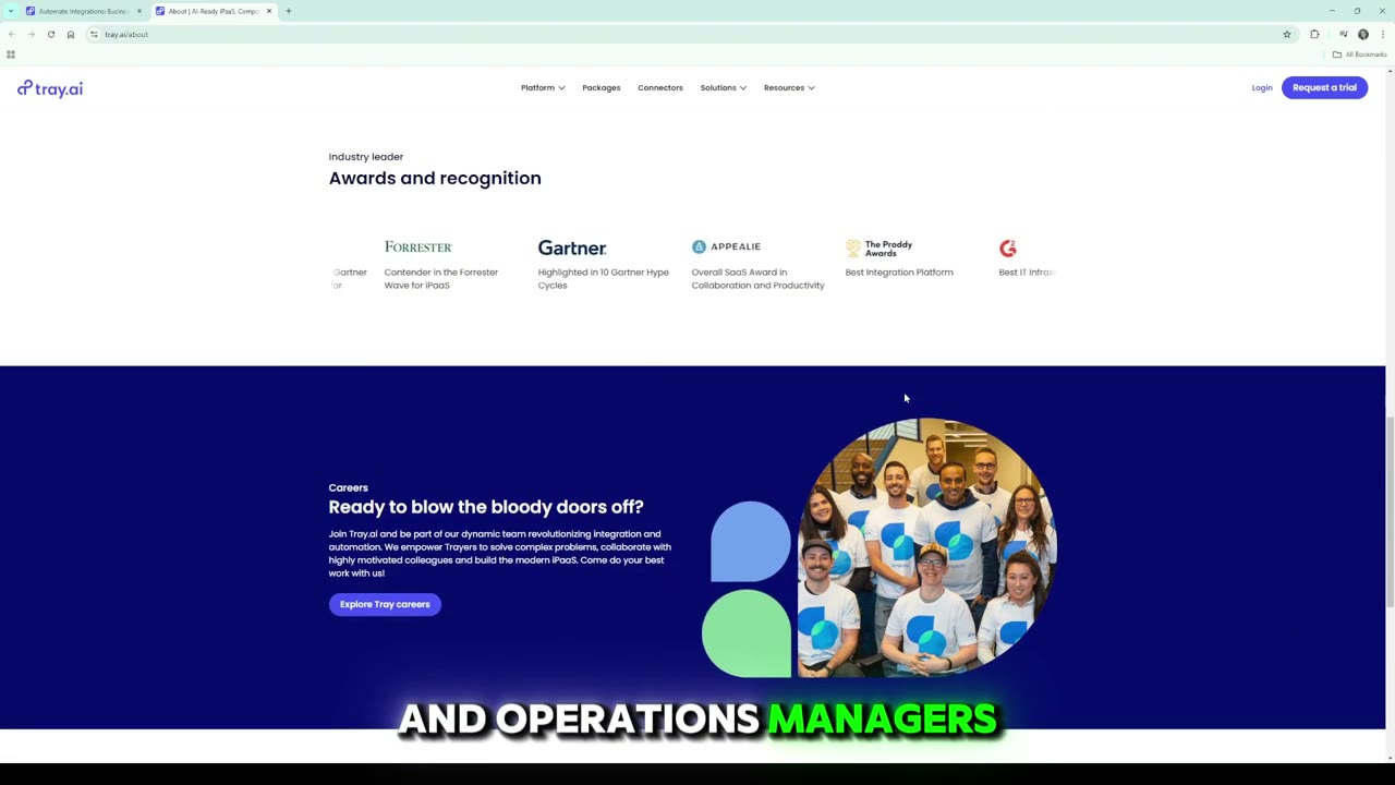 Tray.ai connector library showing 700-plus integration tiles organized by category