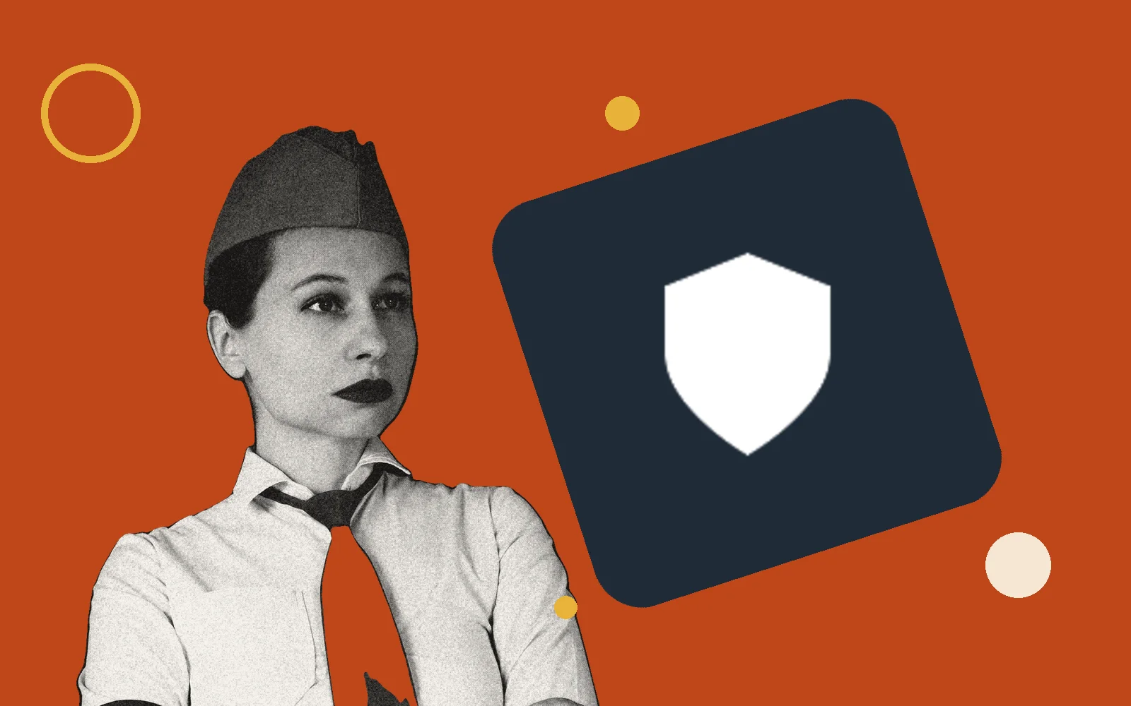 Retro editorial illustration for Security & Compliance guides